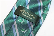 Masters Dark Green Silk Tie With Light Blue And Grey Stripes