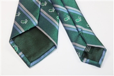 Masters Dark Green Silk Tie With Light Blue And Grey Stripes