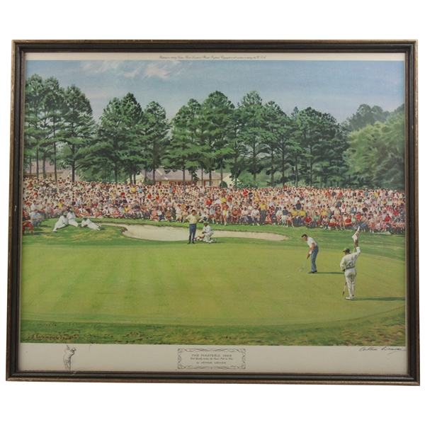 1968 The Masters Final Putt to Win Arthur Weaver Print with Remarque Signed by Artist