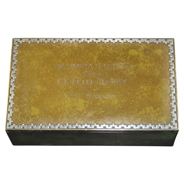1919 Olympia Fields Sterling on Bronze Cigar Humidor Box Trophy 