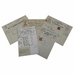 Five (5) Vintage Clubmaker Invoices & Statements Including Gourlay & Hunter