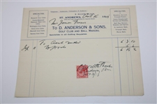 Five (5) Vintage Clubmaker Invoices & Statements Including Gourlay & Hunter