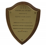 Gene Sarazens Personal 1969 Americans of Italian Descent Exemplar Award Plaque