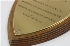 Gene Sarazen's Personal 1969 Americans of Italian Descent Exemplar Award Plaque