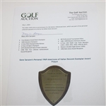 Gene Sarazen's Personal 1969 Americans of Italian Descent Exemplar Award Plaque