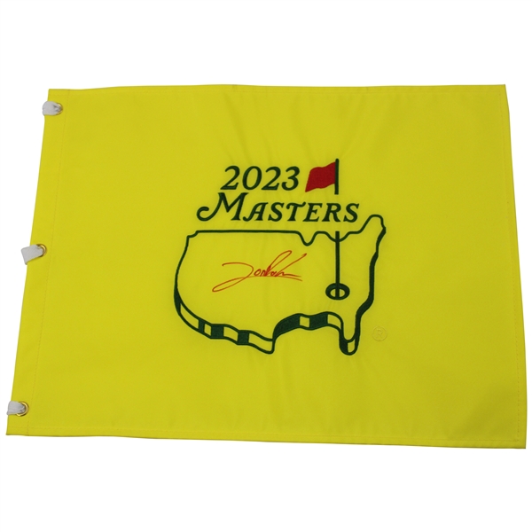 Jon Rahm Signed 2023 Masters Tournament Embroidered Flag JSA ALOA