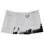 2012 Ryder Cup at Medinah USA & Europe Teams Signed Welcome Dinner Menu JSA ALOA