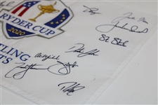 2020 Ryder Cup at Whistling Straits Team USA & Captains Signed Embroidered Flag JSA ALOA