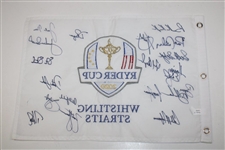 2020 Ryder Cup at Whistling Straits Team USA & Captains Signed Embroidered Flag JSA ALOA