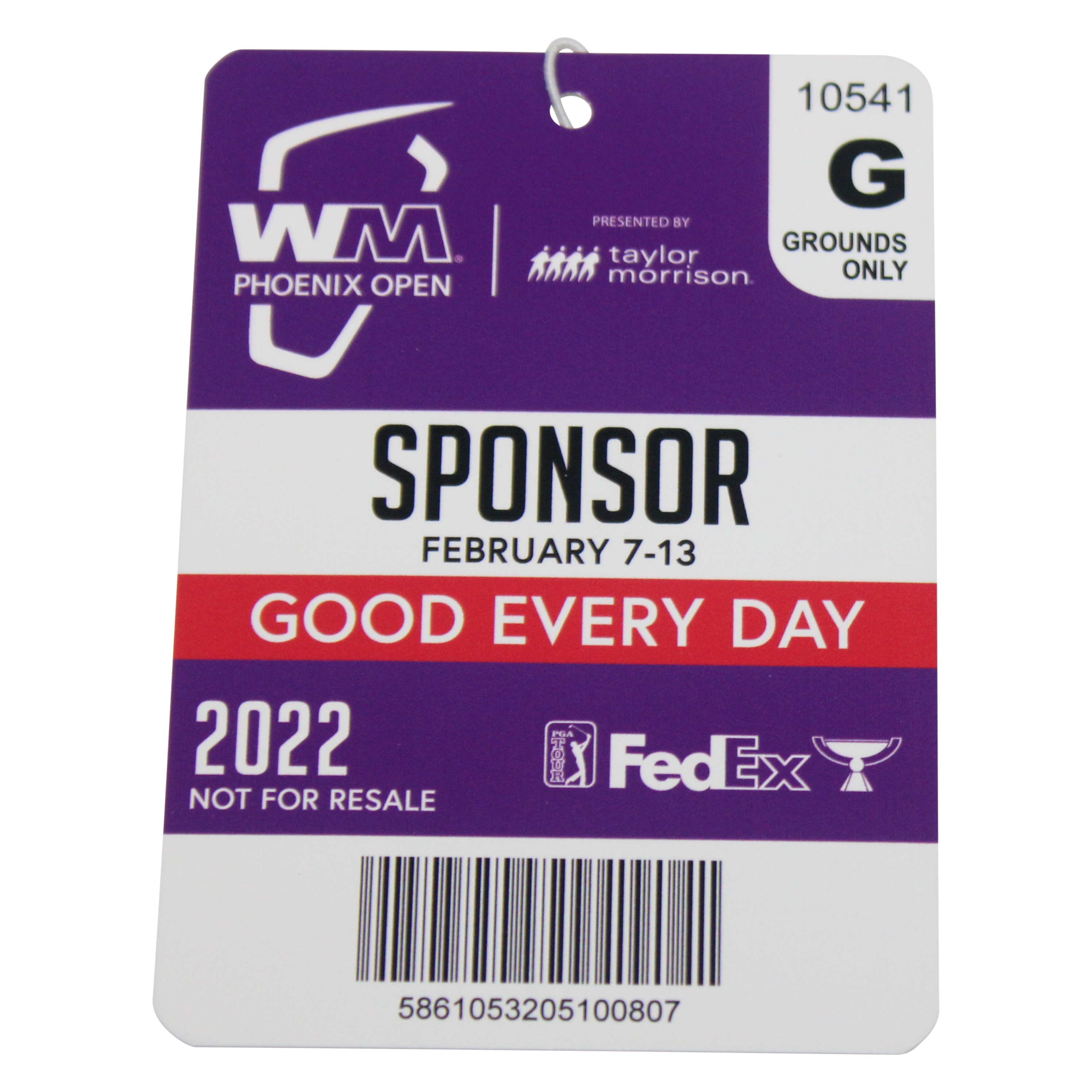 Lot Detail 2022 Waste Management Sponsor Weekly Grounds Ticket Badge