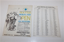 1962 Seattle Open Program, Pairing Sheet & Letterhead - Jack Nicklaus 2nd Pro Win