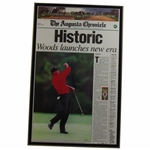 Tiger Woods 1997 Augusta Chronicle Masters Newspaper Plaque W/ Box