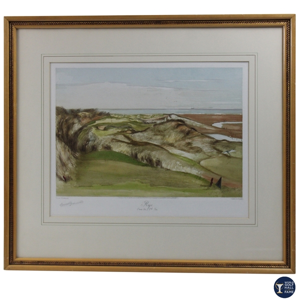 1954 Rye From the 7th Tee Print Signed by Artist Ernest Glenwood - Framed