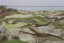 1954 Rye From the 7th Tee Print Signed by Artist Ernest Glenwood - Framed
