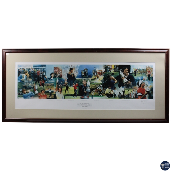 1980-1989 Open Championship Decade of Champions Ltd Ed 230/850 by Heslop Print - Framed