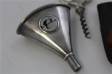 Sterling Silver Golf Theme Bottle Opener/Wine Opener W/ Leather Case