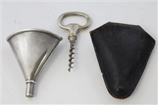 Sterling Silver Golf Theme Bottle Opener/Wine Opener W/ Leather Case