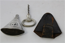 Sterling Silver Golf Theme Bottle Opener/Wine Opener W/ Leather Case