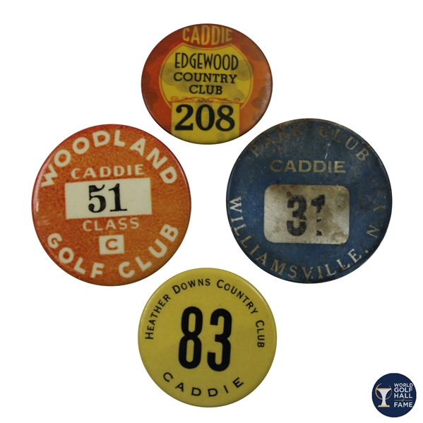 Woodland, Heather Downs, Edgewood & Park Club Undated Caddie Badges