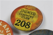 Woodland, Heather Downs, Edgewood & Park Club Undated Caddie Badges