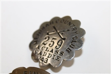 1943 Medinah Country Club A Class Caddy Badge #259 w/Findlay CC #113