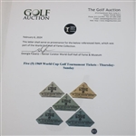 Five (5) 1969 World Cup Golf Tournament Tickets - Thursday-Sunday