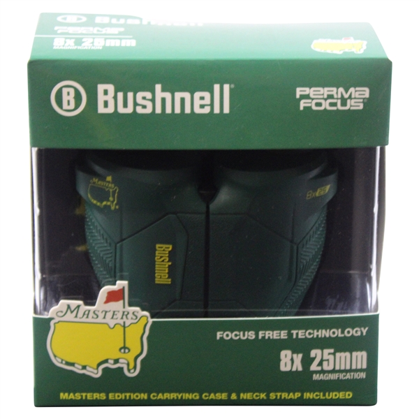 Masters Tournament Green Bushnell Binoculars w/Carrying Case & Neck Strap in Box
