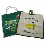 Two (2) Masters Tournament Logo Tote Carry Bags - Green & Stone