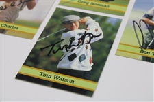 (4) Four British Open Champions Signed Golf Cards Watson, Charles, Norman & Trevino JSA ALOA