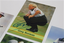(4) Four British Open Champions Signed Golf Cards Watson, Charles, Norman & Trevino JSA ALOA