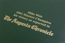 Mike Weir 2003 Masters Champion as Reported in The Augusta Chronicle - Oversize Hardbound