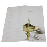 2010 Ryder Cup at Celtic Manor USA & Europe Teams Signed Gala Dinner Menu JSA ALOA