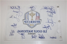 2018 Ryder Cup at Le Golf National Team USA & Captain Signed Embroidered Flag JSA ALOA