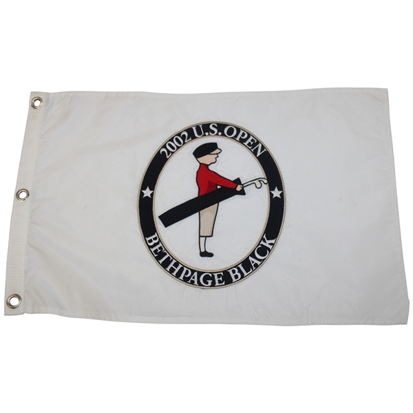 2002 US Open at Bethpage Black Embroidered White Flag - Tiger Woods Win