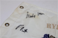 Sutton, O'Meara & Harrington Signed 1999 Ryders Cup The Country Club Embroidered Flag  JSA ALOA