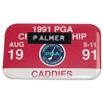 1991 PGA Championship Caddie Badge from Arnold Palmers Caddie