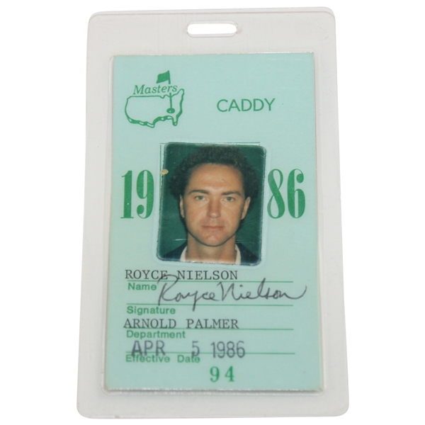 Arnold Palmers 1986 Masters Tournament Caddie Badge - Royce Nielson Collection