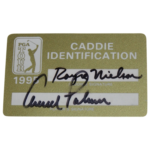 Arnold Palmer Signed 1995 PGA Tour Player Caddie ID Card - Nielson Collection JSA ALOA