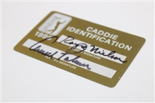 Arnold Palmer Signed 1995 PGA Tour Player Caddie ID Card - Nielson Collection JSA ALOA