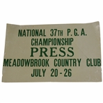 1955 PGA Championship at Meadowbrook Country Club Press Sign - Detroit