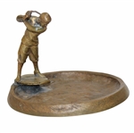 Vintage Pre-Swing Golfer Bronze Ashtray