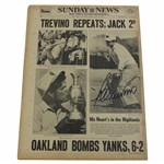 Lee Trevino Signed Sunday News Trevino Repeats Headline July 1972 Newspaper  JSA ALOA