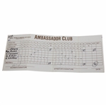 Hale Irwin Signed NEC World Series Of Golf Ambassador Club Scorecard Used By President Bush JSA ALOA
