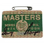 Gary Player Signed 1974 Masters Tournament SERIES Badge #23433 JSA ALOA