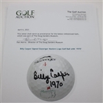Billy Casper Signed Slazenger Masters Logo Golf Ball with '1970' JSA ALOA