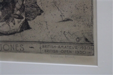 Original Bobby Jones 1930 Grand Slam Etching by William Steene - Framed