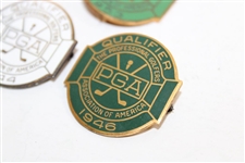 1941, 1944, 1946, 1950 & 1953 PGA Championship Contestant Badges