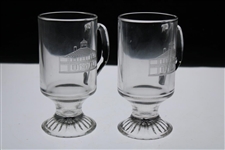 Two (2) Augusta National Golf Club Glass 'Clubhouse' Logo Pedestal Coffee Mugs