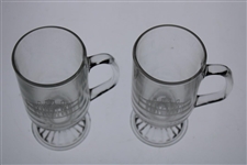 Two (2) Augusta National Golf Club Glass 'Clubhouse' Logo Pedestal Coffee Mugs