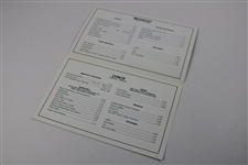 Two (2) Augusta National Golf Club 'Clubhouse' Breakfast & Lunch Menus